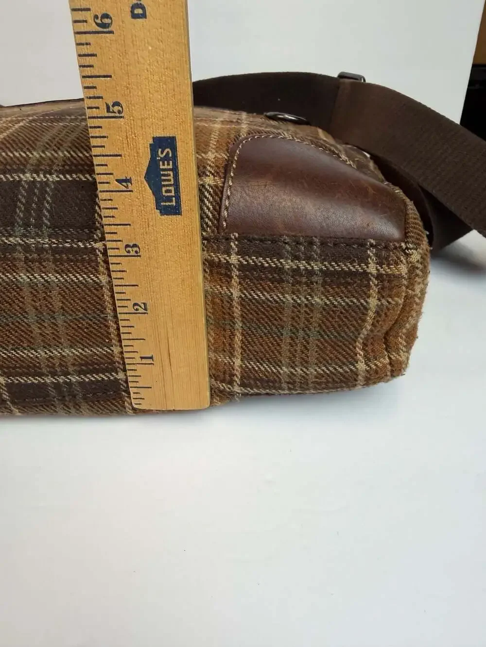 Fossil Field Sports Dept. No. 14587 Plaid Wool and Leather Messenger Laptop Bag